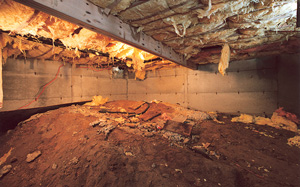 Crawl Space Moisture Barrier before in Des Moines