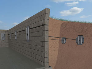 A graphic illustration of a foundation wall system installed in Knoxville