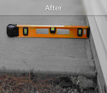 Sunken concrete patio repair & leveling in IA